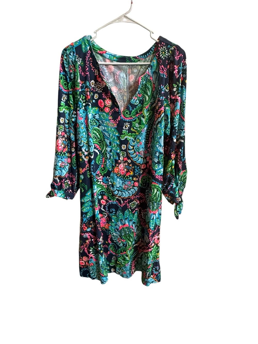 Lilly pultizer  V-Neck Tunic Dress - Teal, Green & Pink like new size large